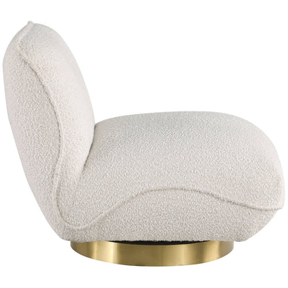 Geneva Cream Boucle Fabric Swivel Accent Chair