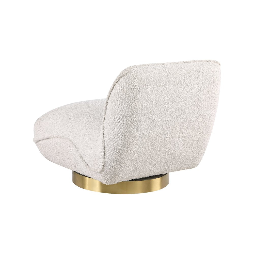 Geneva Cream Boucle Fabric Swivel Accent Chair