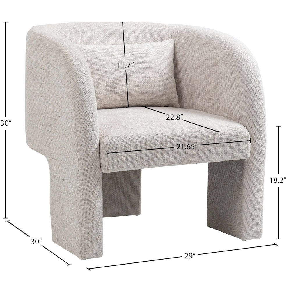 Sawyer Cream Chenille Fabric Accent Chair