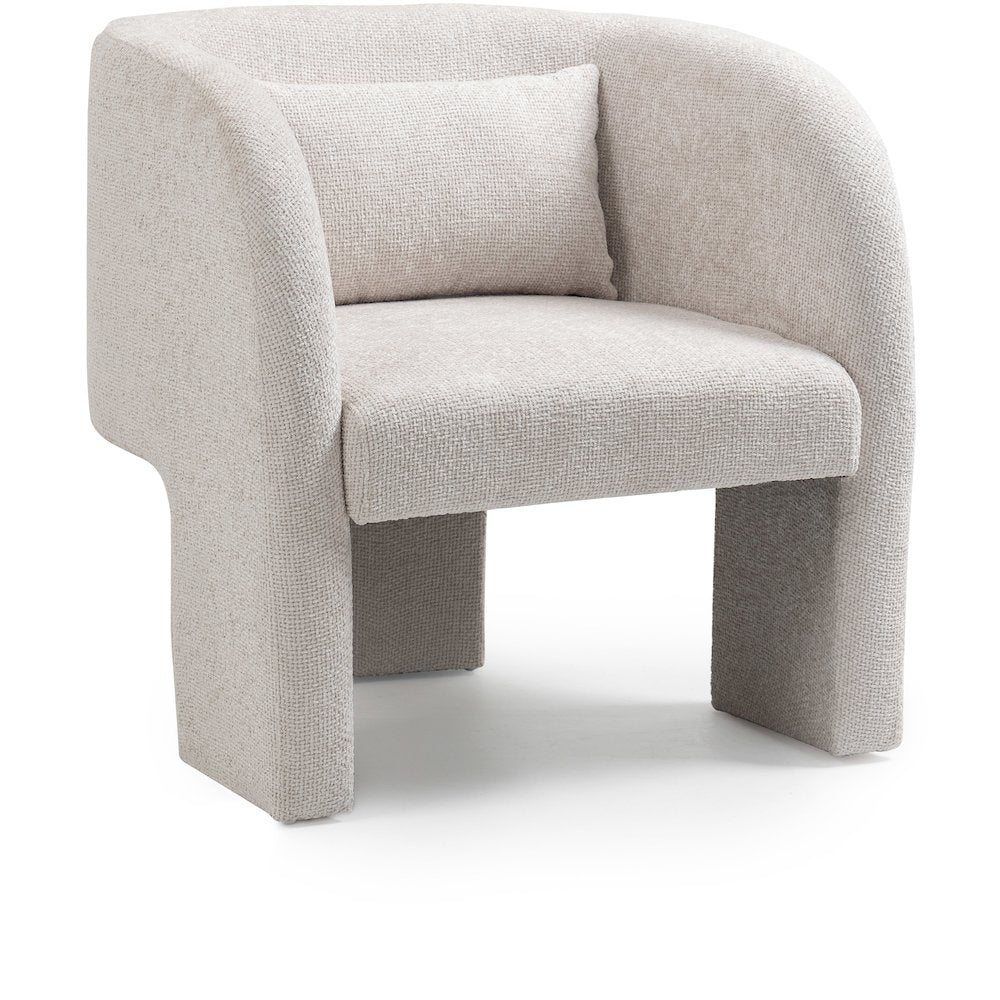Sawyer Cream Chenille Fabric Accent Chair