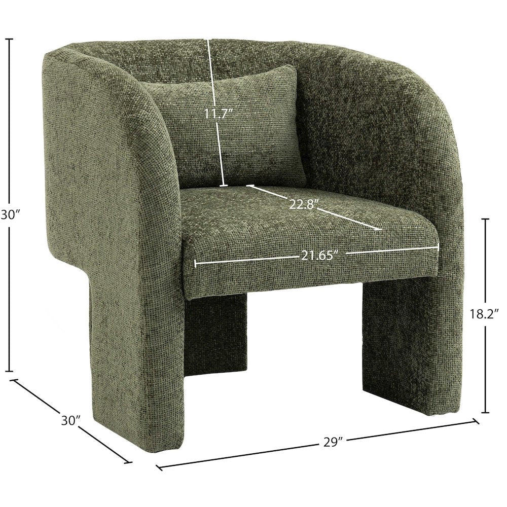 Sawyer Green Chenille Fabric Accent Chair