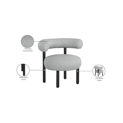 Bordeaux Grey Boucle Fabric Accent Chair