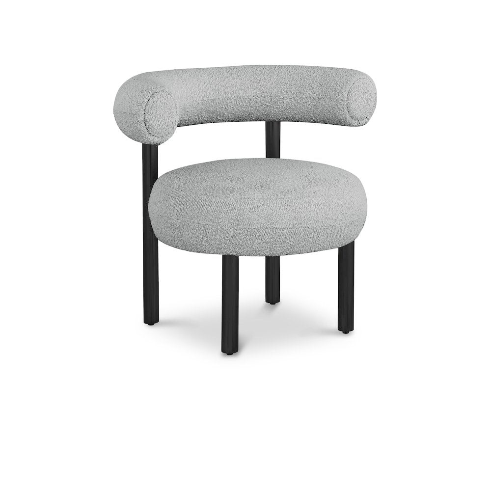 Bordeaux Grey Boucle Fabric Accent Chair