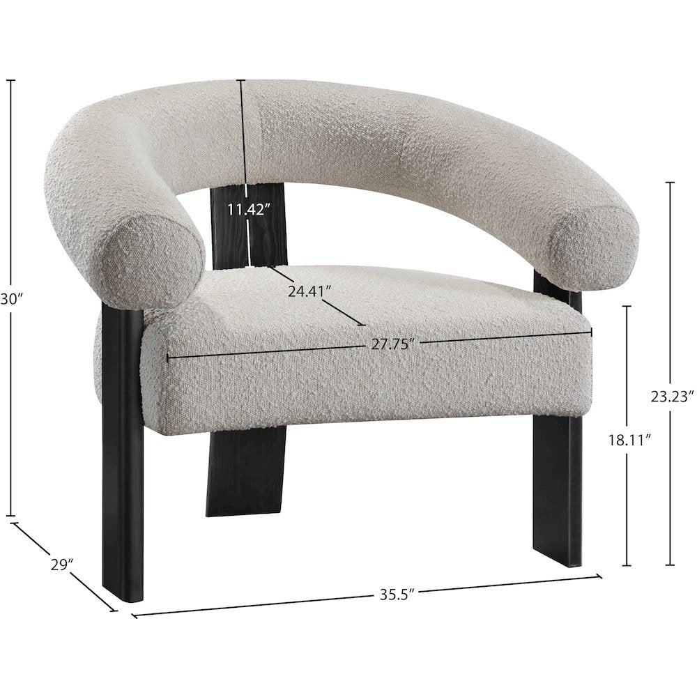 Winston Cream Boucle Fabric Accent Chair