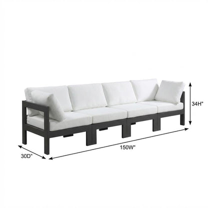 White Fabric Outdoor Modular Sofa, Contemporary Style, Comfortable Back Support