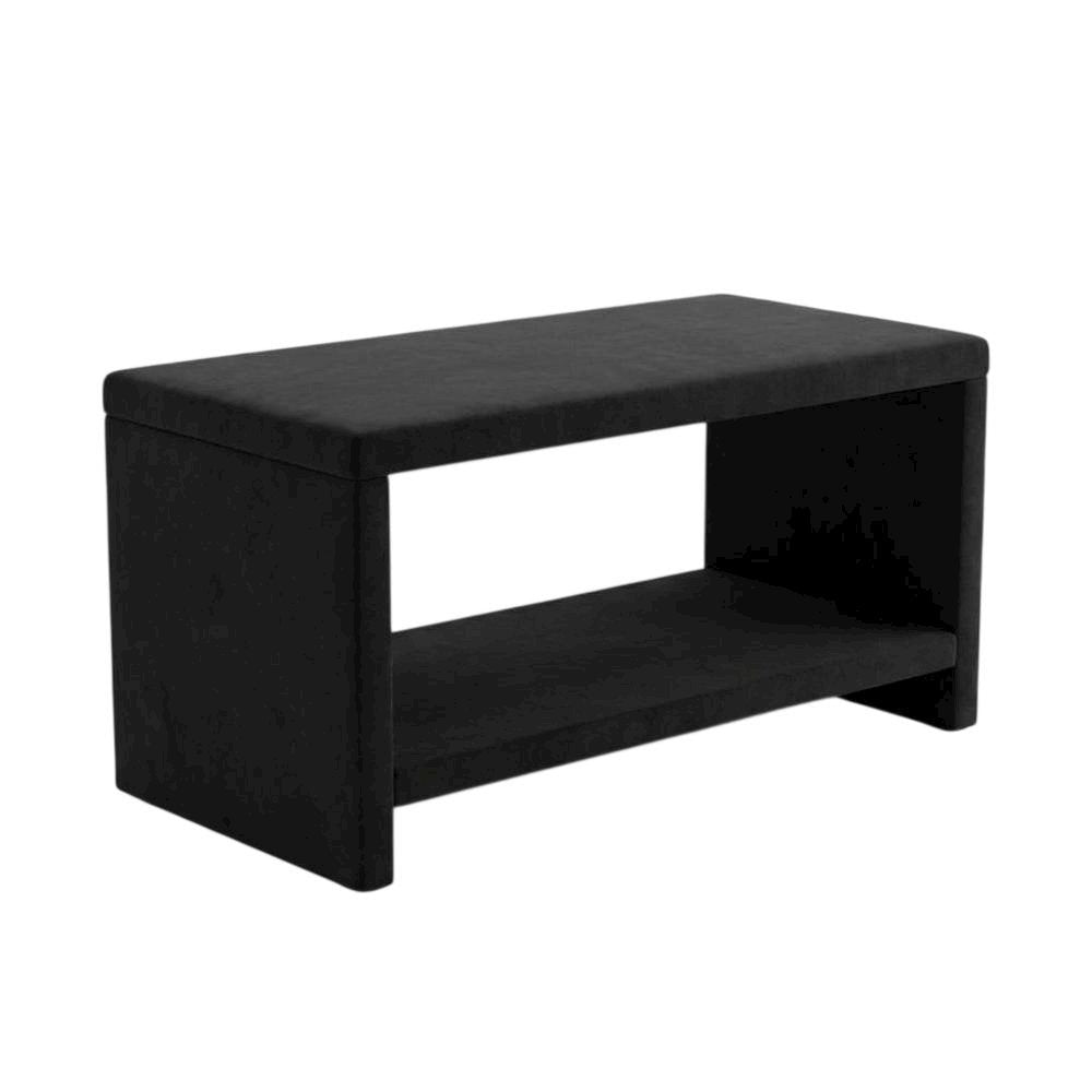 Black Velvet Nightstand with Contemporary Style and Soft Upholstery