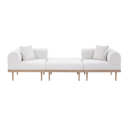 Cream Fabric Modular Outdoor Sofa Set With Cushions And Contemporary Style
