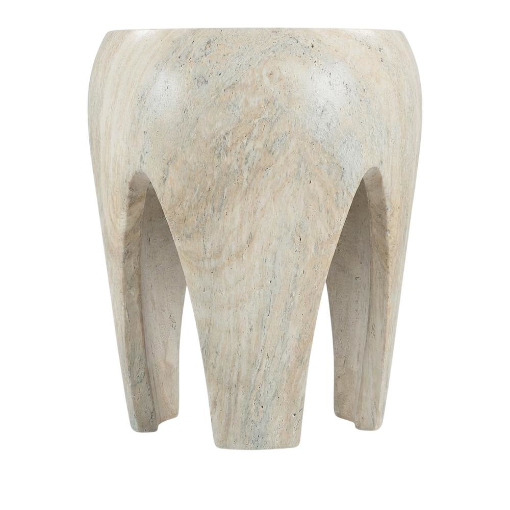 Concrete And Fiberglass Indoor/Outdoor Round End Table With Art Deco Style