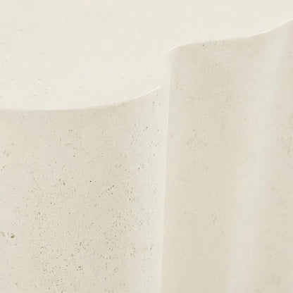 Cream Concrete And Fiberglass Indoor Outdoor End Table With Art Deco Style