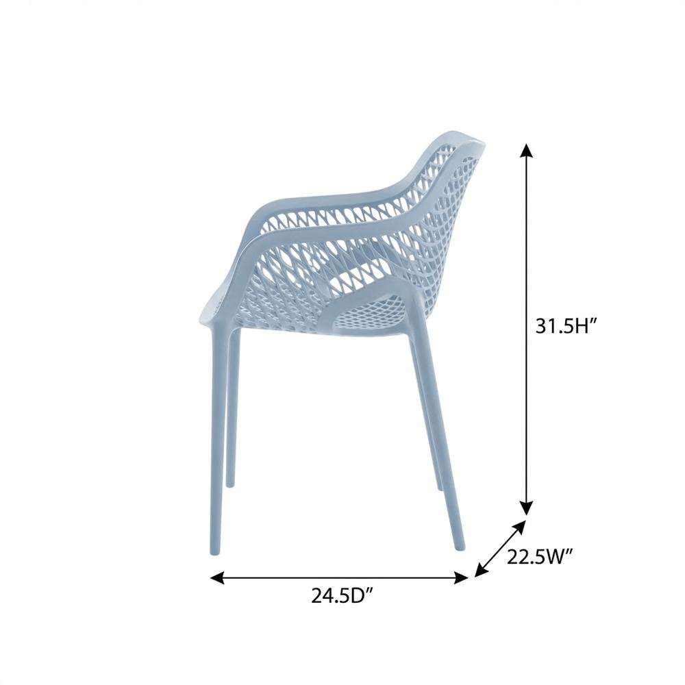 Blue Outdoor Patio Dining Chairs Set Of 4 With Protective Finish
