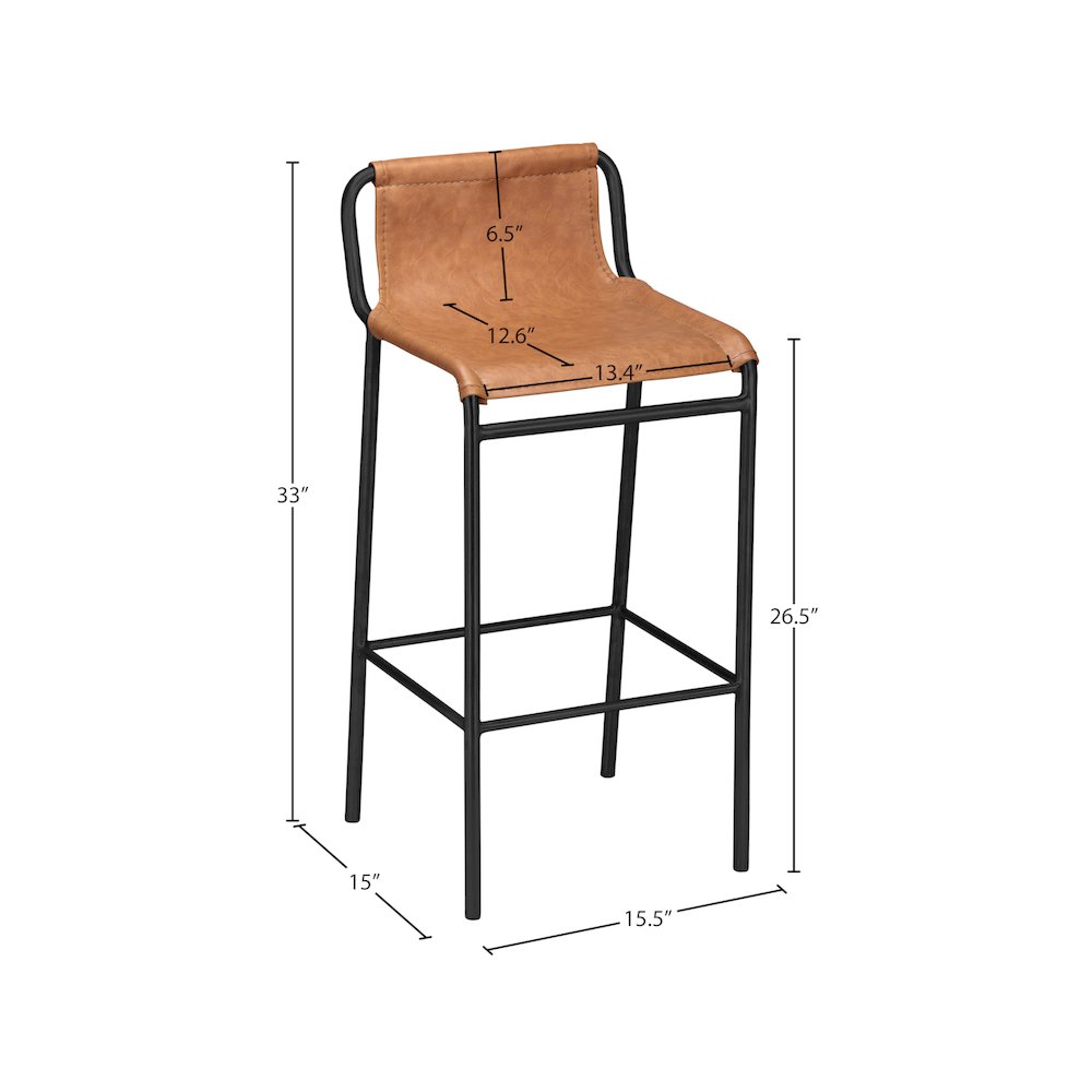 Dax Cognac Vegan Leather Counter Stool