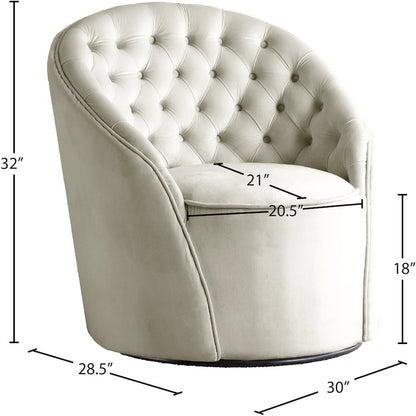 Alessio Cream Velvet Accent Chair