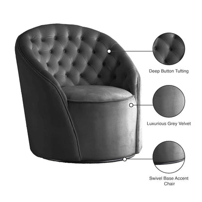 Alessio Grey Velvet Accent Chair