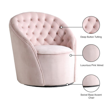 Alessio Pink Velvet Accent Chair