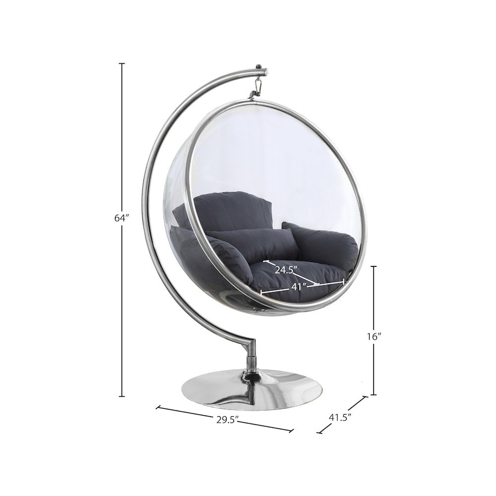 Luna Grey Durable Fabric Acrylic Swing Chair