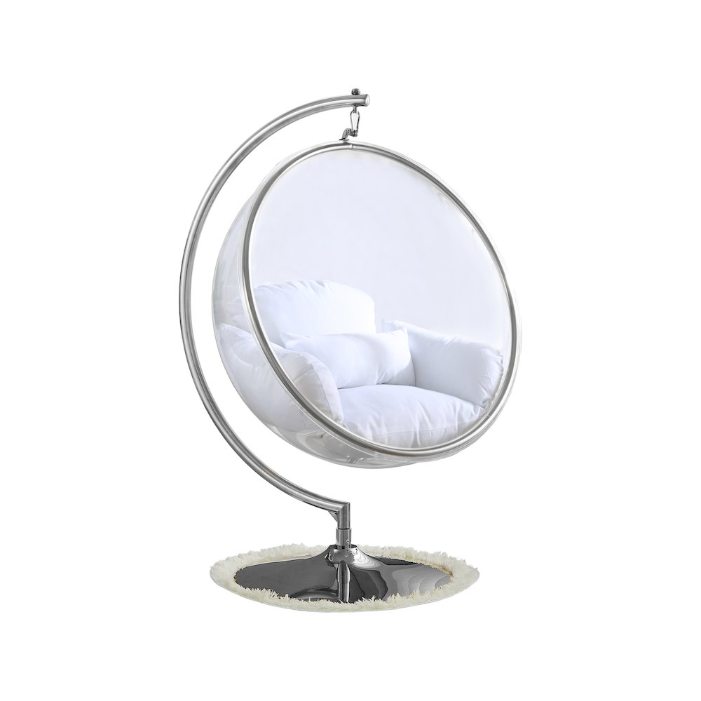 Luna White Durable Fabric Acrylic Swing Chair