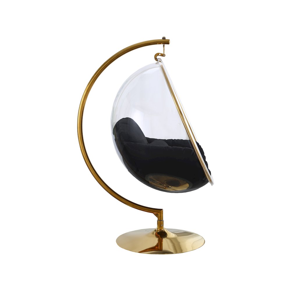 Luna Black Fabric Acrylic Swing Bubble Accent Chair