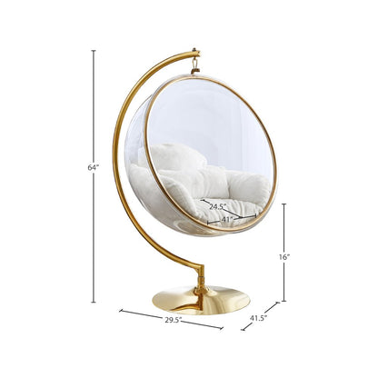 Luna White Faux Fur Acrylic Swing Accent Chair