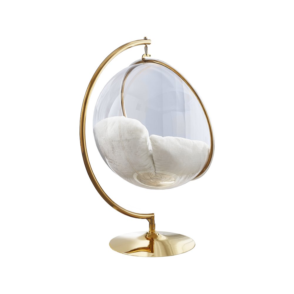 Luna White Faux Fur Acrylic Swing Accent Chair
