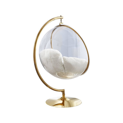 Luna White Faux Fur Acrylic Swing Accent Chair