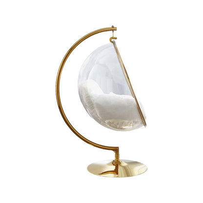 Luna White Faux Fur Acrylic Swing Accent Chair