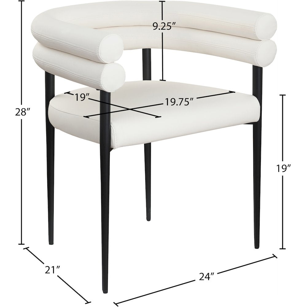 Lavina Cream Vegan Leather Dining Chair, Set of 2