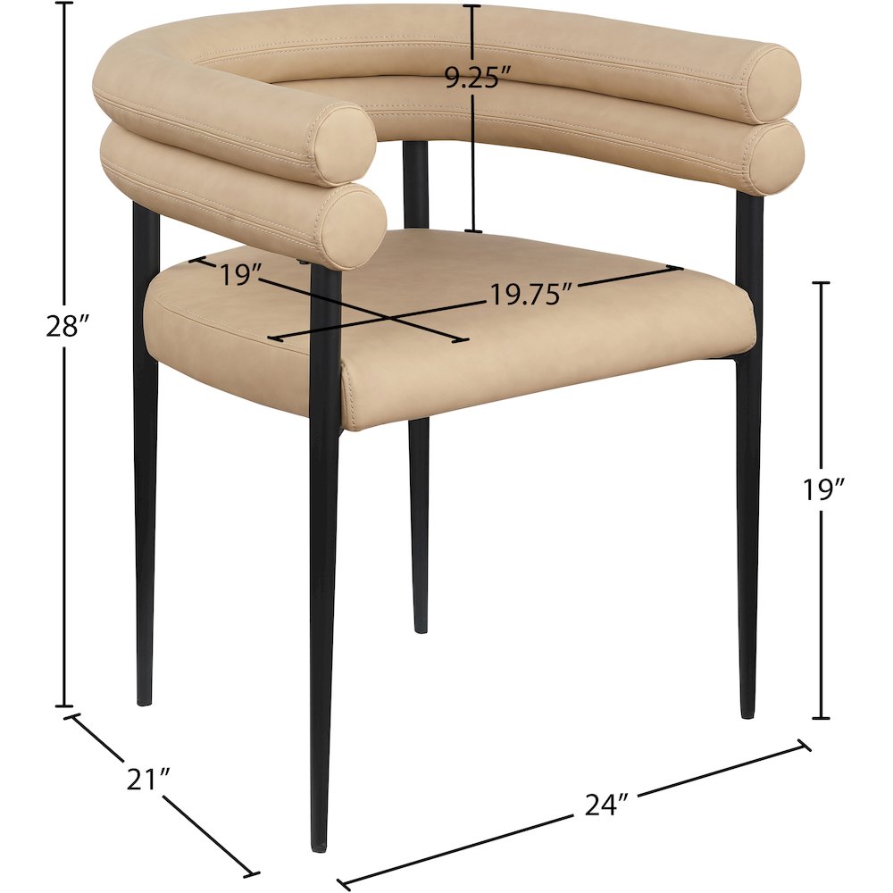 Lavina Tan Vegan Leather Dining Chair, Set of 2