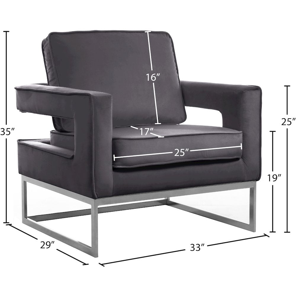 Noah Grey Velvet Accent Chair