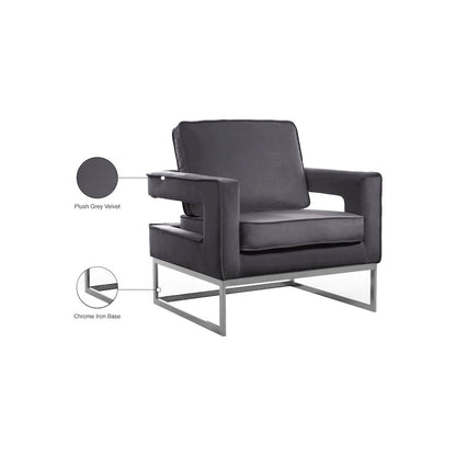 Noah Grey Velvet Accent Chair