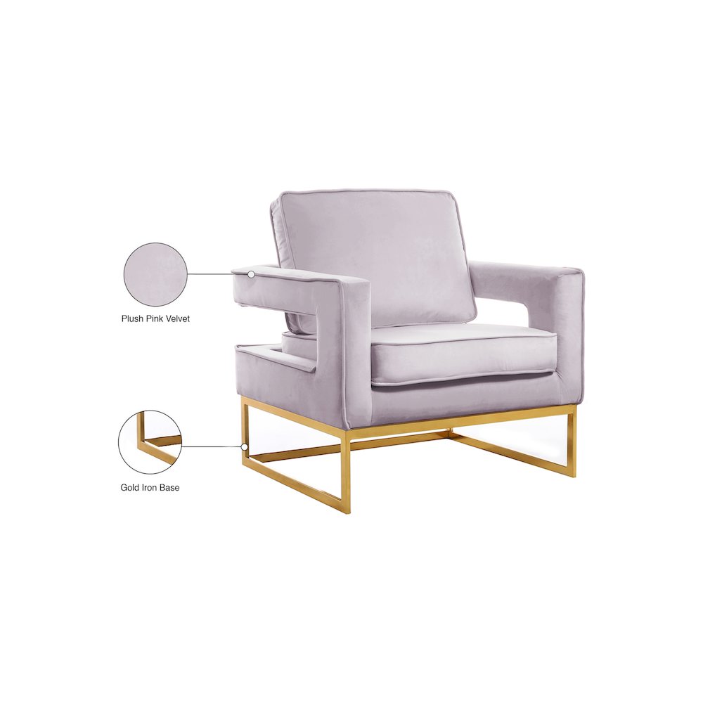 Noah Pink Velvet Accent Chair