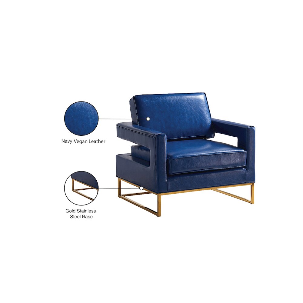 Amelia Navy Vegan Leather Accent Chair