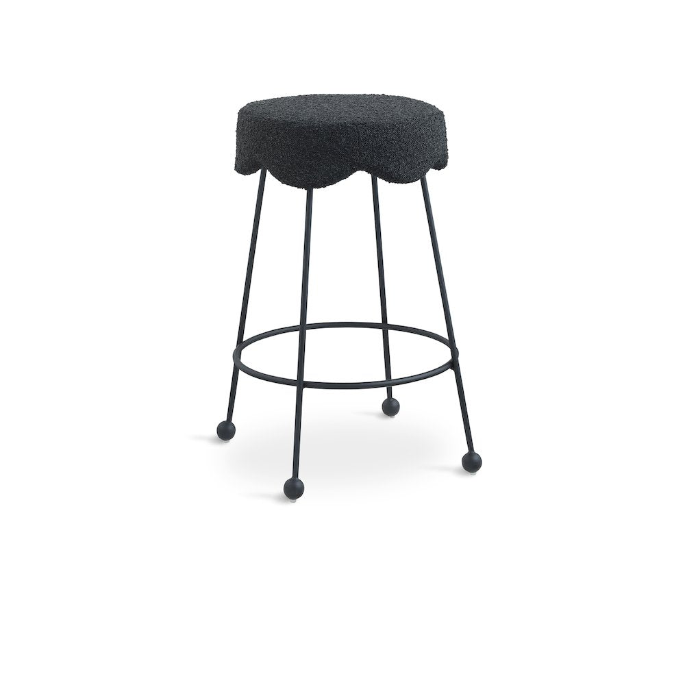 Fleur Black Fabric Counter Stool