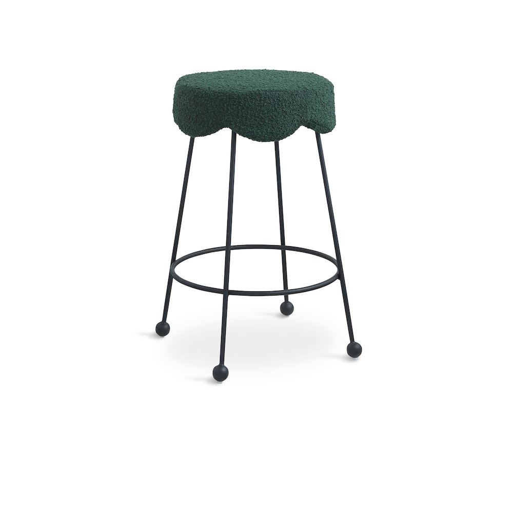 Fleur Green Fabric Counter Stool