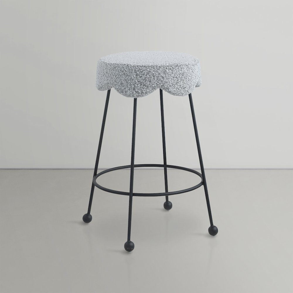 Fleur Grey Fabric Counter Stool