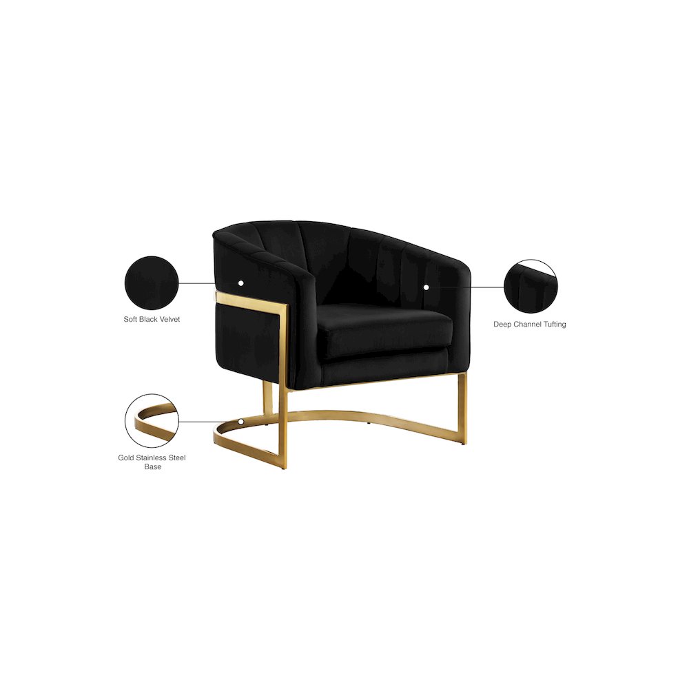 Carter Black Velvet Accent Chair