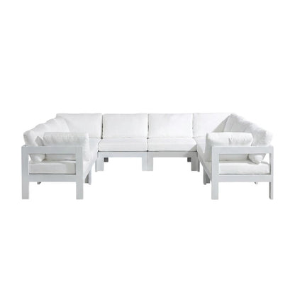 White Fabric Outdoor Patio Modular Sectional With Contemporary Style