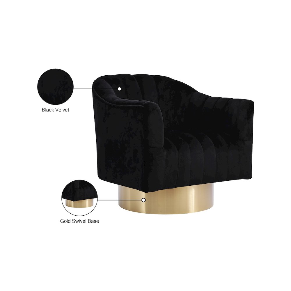 Farrah Black Velvet Accent Chair