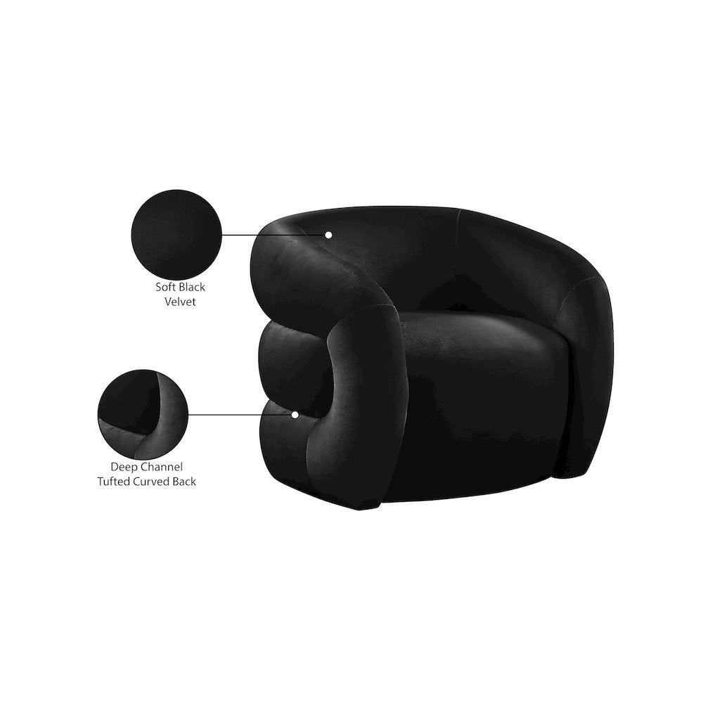 Roxbury Black Velvet Accent Chair