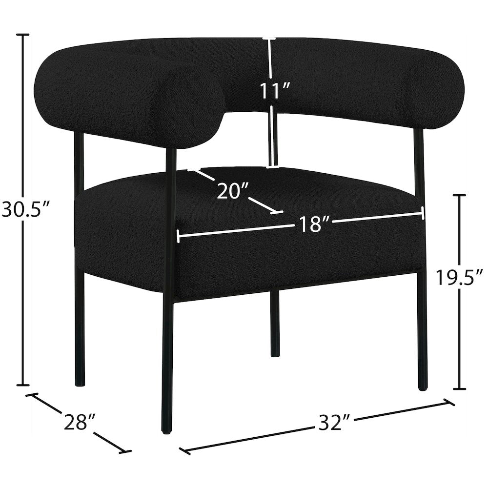 Blake Black Boucle Fabric Accent Chair