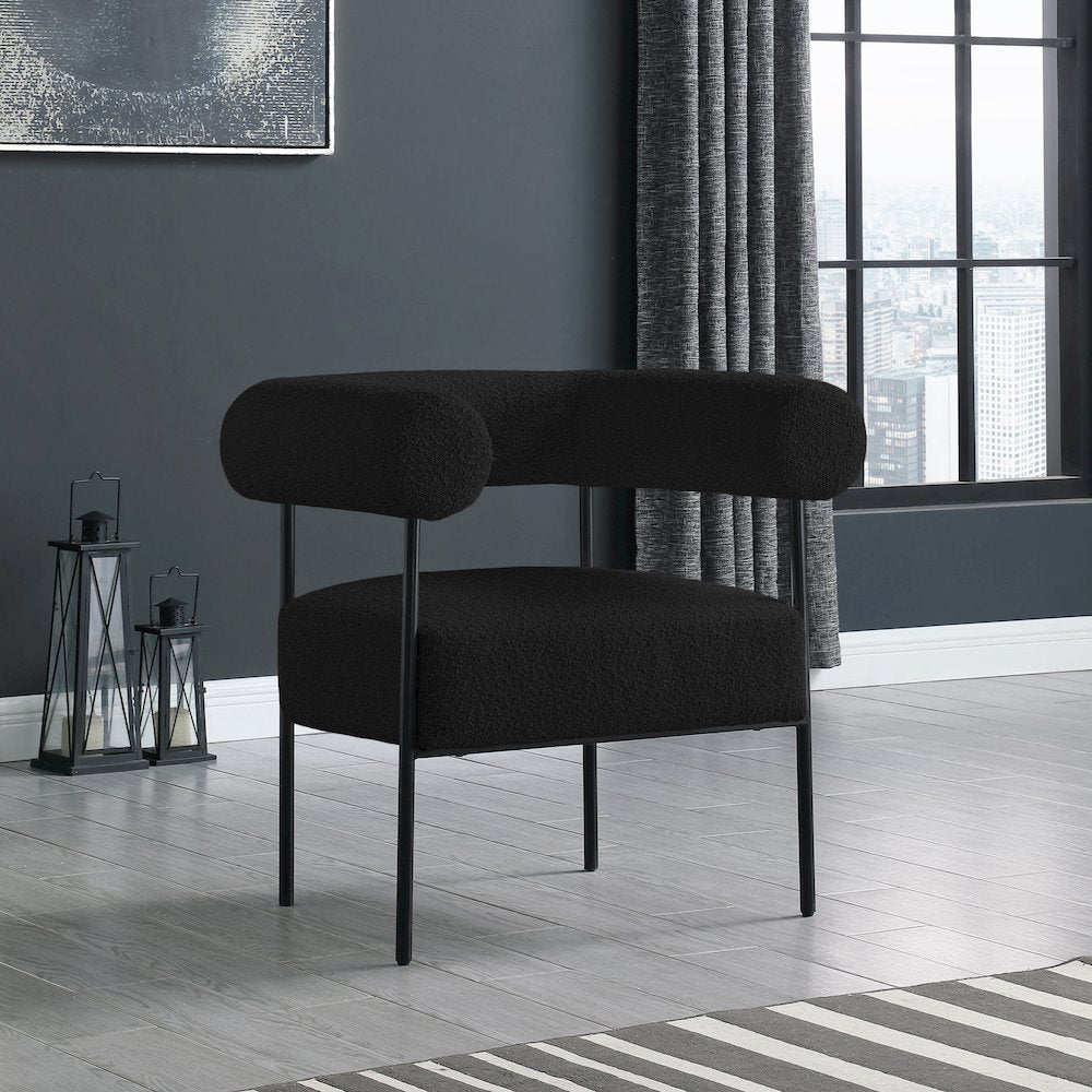 Blake Black Boucle Fabric Accent Chair