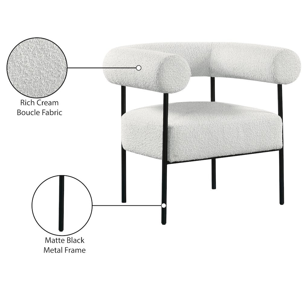 Blake Cream Boucle Fabric Accent Chair