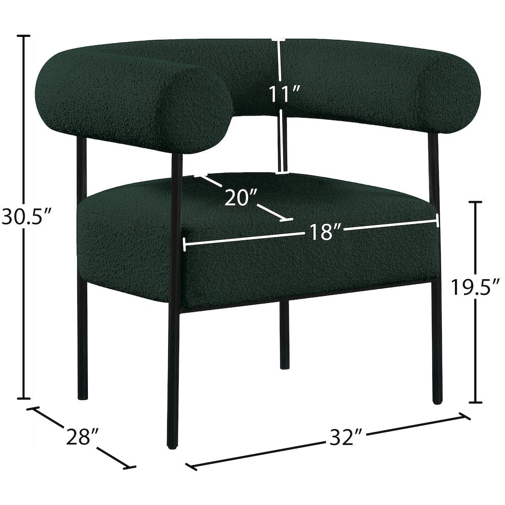 Blake Green Boucle Fabric Accent Chair