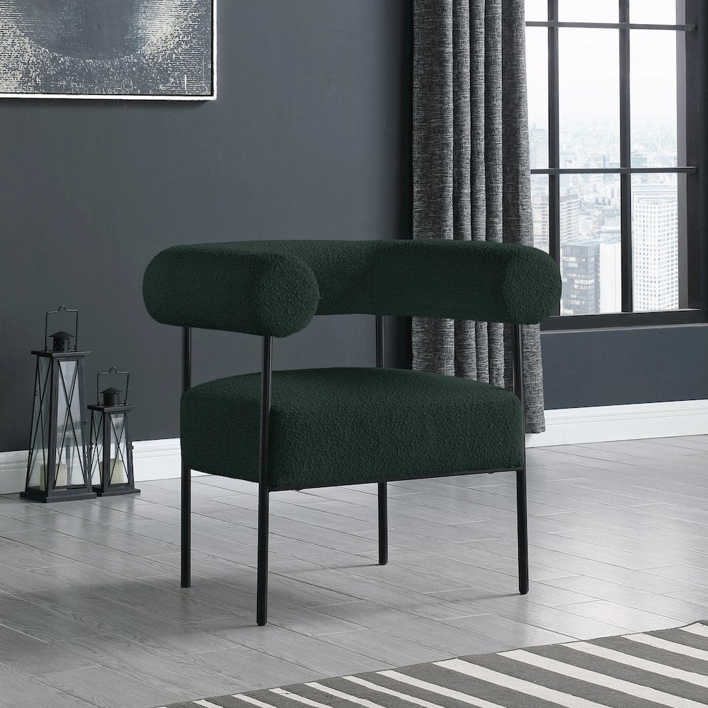 Blake Green Boucle Fabric Accent Chair