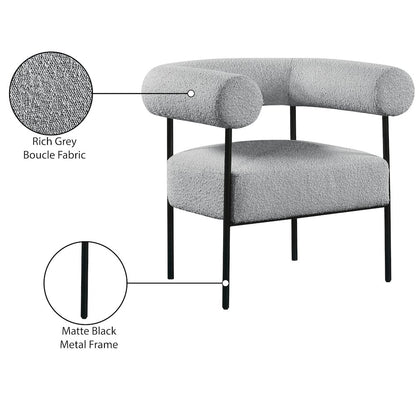Blake Grey Boucle Fabric Accent Chair