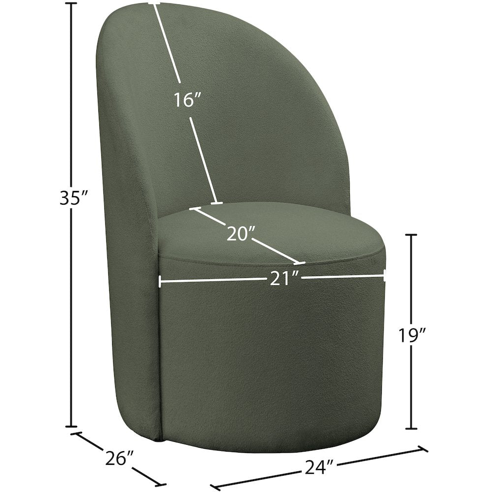 Hautely Green Boucle Fabric Accent Chair