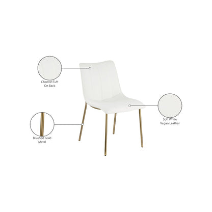 Isla Off-White Vegan Leather Upholstered Dining Chair, Set of 2