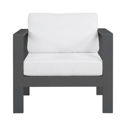 White Fabric Outdoor Patio Aluminum Arm Chair With Contemporary Style