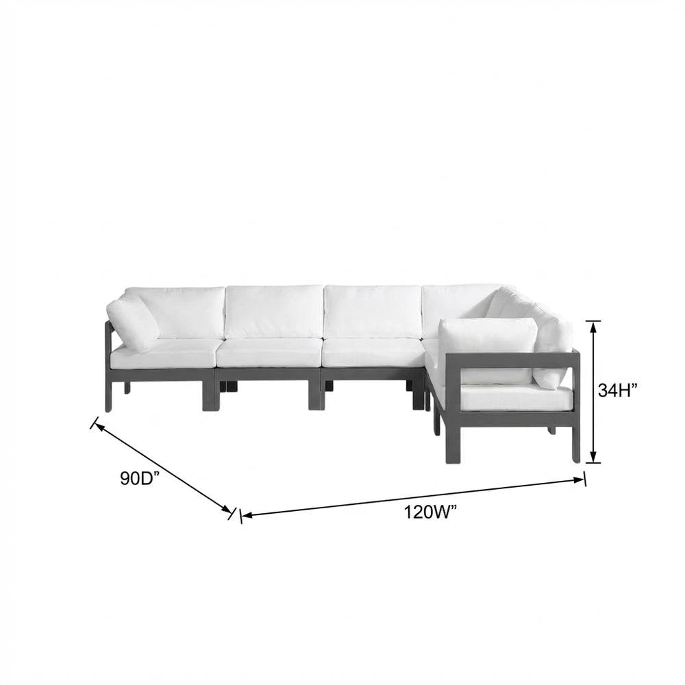 White Fabric Outdoor Patio Modular Sectional With Contemporary Style