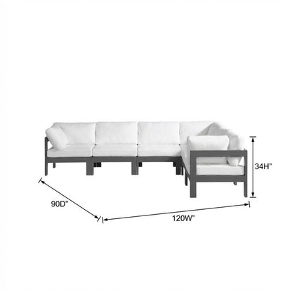 White Fabric Outdoor Patio Modular Sectional With Contemporary Style