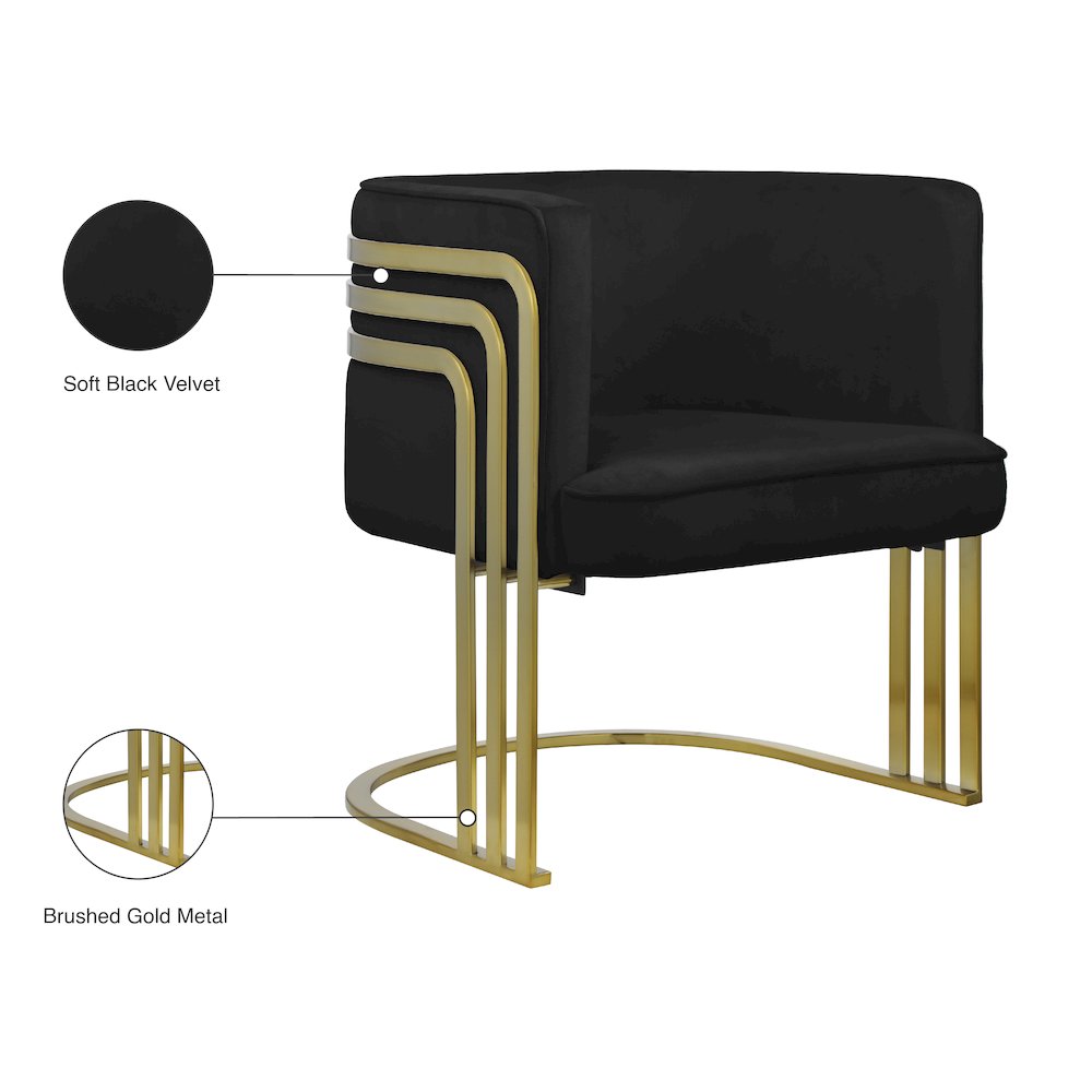 Rays Black Velvet Accent Chair